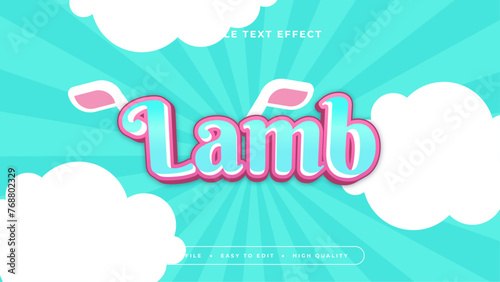 Pink white and blue lamb 3d editable text effect - font style