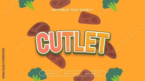 White brown and orange cutlet 3d editable text effect - font style
