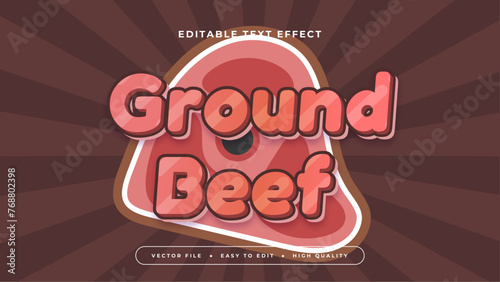 Red brown and white ground beef 3d editable text effect - font style