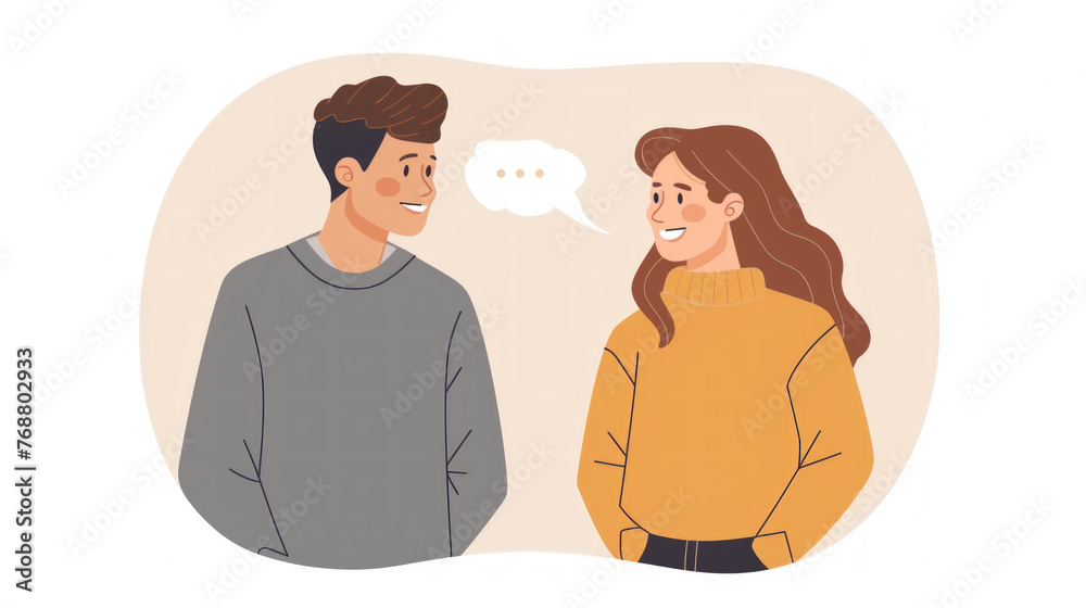 Fototapeta premium A man and a woman engaged in conversation, discussing with each other in a casual setting