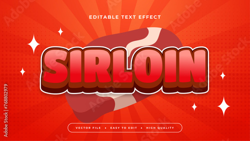 White and red sirloin 3d editable text effect - font style