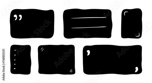 Hand drawn shapes and frames for social media. Black doodle abstract isolated text box. Speech bubble blobs for dialog