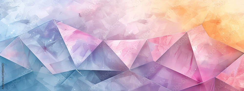 Naklejka premium Experiment with geometric shapes and pastel colors to prism-like effect in the split background.