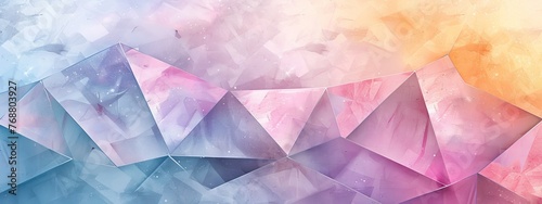 Experiment with geometric shapes and pastel colors to prism-like effect in the split background.