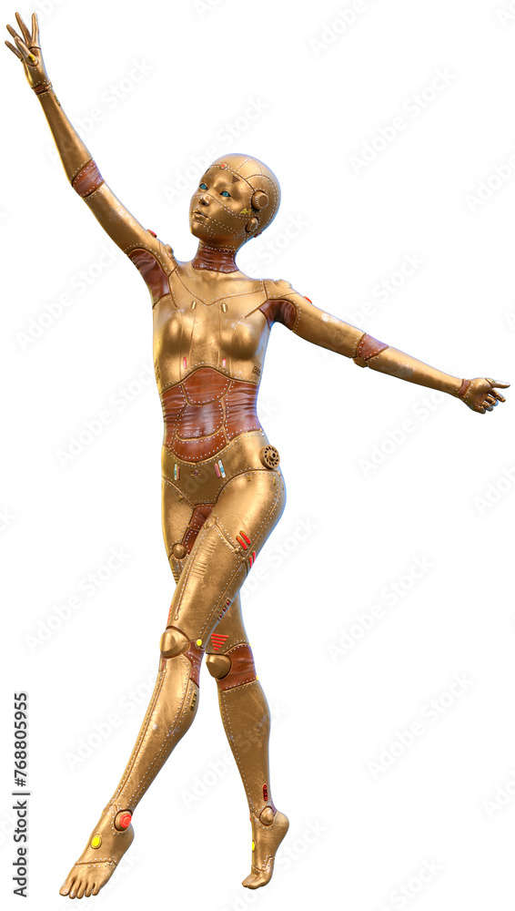 3D Rendering Female Robot on White 3D Rendering Female Robot on White