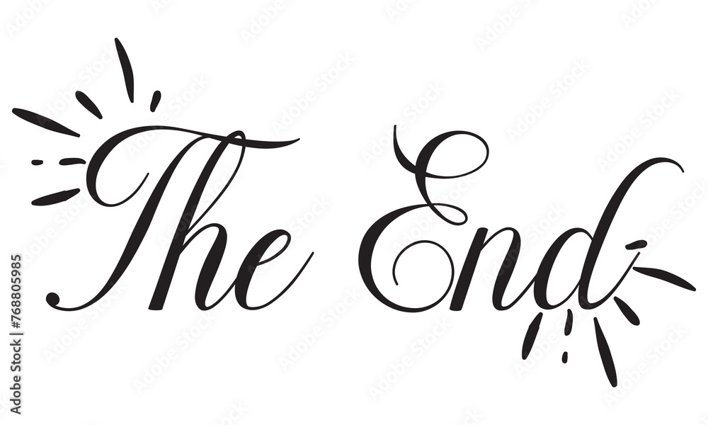 End Lettering Design The end lettering text on background. Handmade calligraphy vector ...