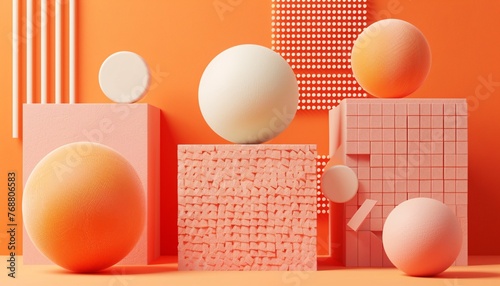 orange geometric background illustration. 3d rendering . ai generative