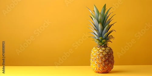 Vibrant Pineapple Struggle An Insomniac Fruit s Spiky Sleeping Predicament on a Minimalist Background photo