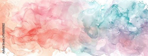 watercolor-inspired split background, with soft pastel washes blending seamlessly from one side to the other.