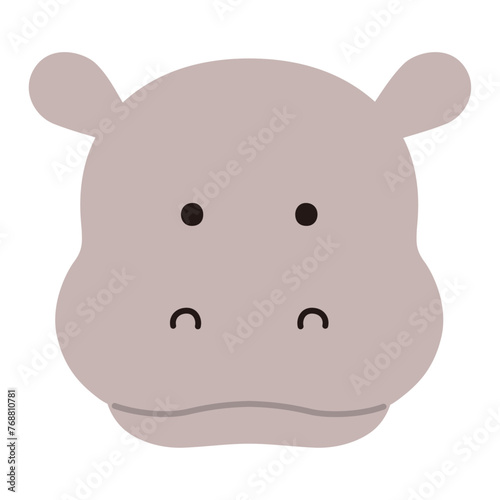 かわいいカバの顔のベクターイラスト。アイコン、動物