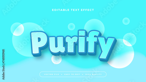 Blue and white purify 3d editable text effect - font style
