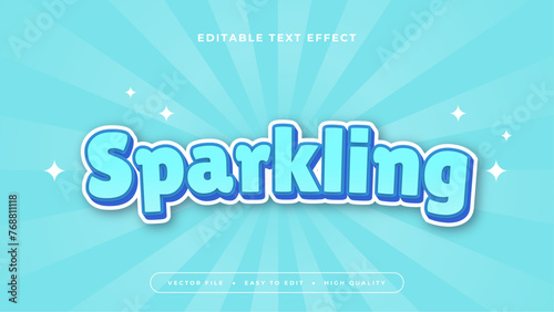 Blue and white sparkling 3d editable text effect - font style