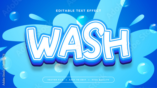 White and blue wash 3d editable text effect - font style