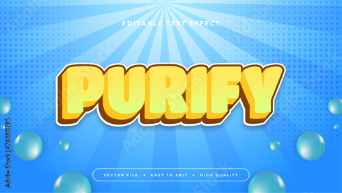 Blue white and yellow purify 3d editable text effect - font style