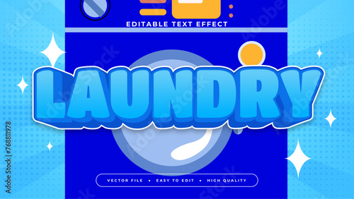 Blue white and orange laundry 3d editable text effect - font style