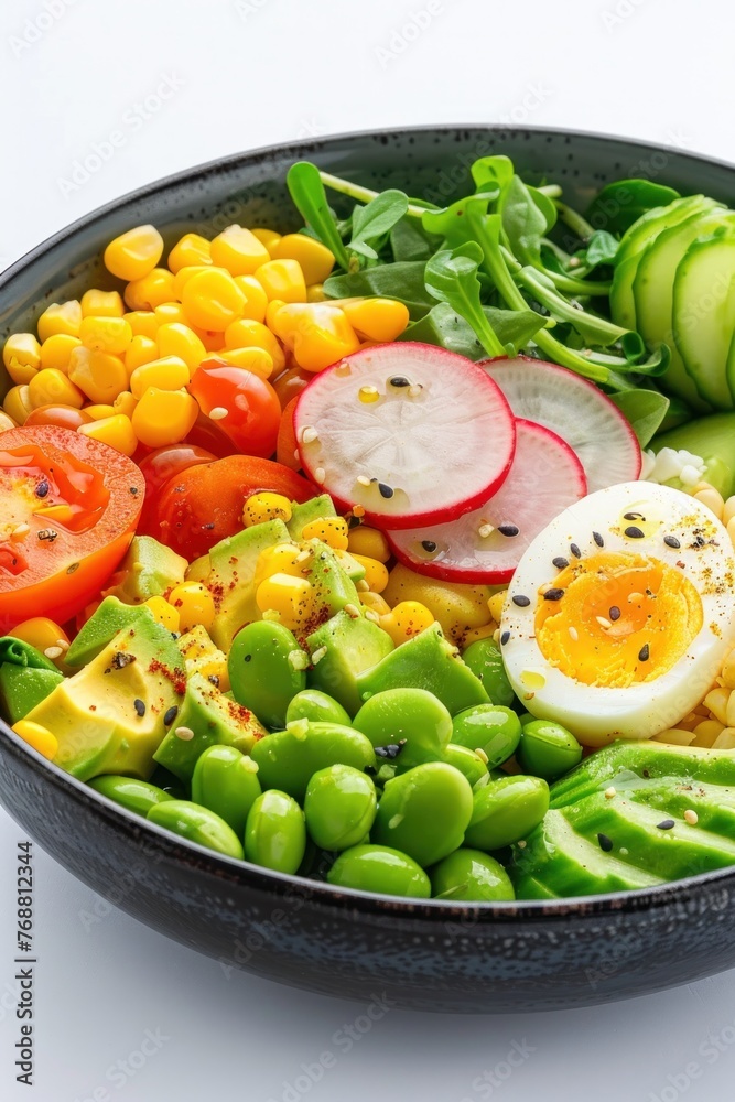 tomato top boiled egg in style of SALAD AVOCADO, chickpea salad, fruits salads tomato top boiled egg in style of SALAD AVOCADO, chickpea salad, fruits salads