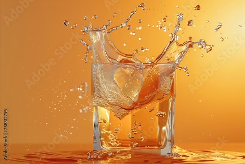 transparent glass orange splashing