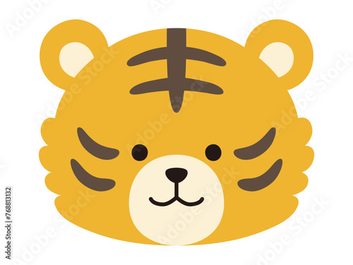 かわいいトラの顔のベクターイラスト。アイコン、動物、虎