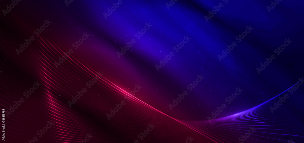 Fototapeta premium Abstract luxury glowing lines curved overlapping on dark blue background. Template premium award design.