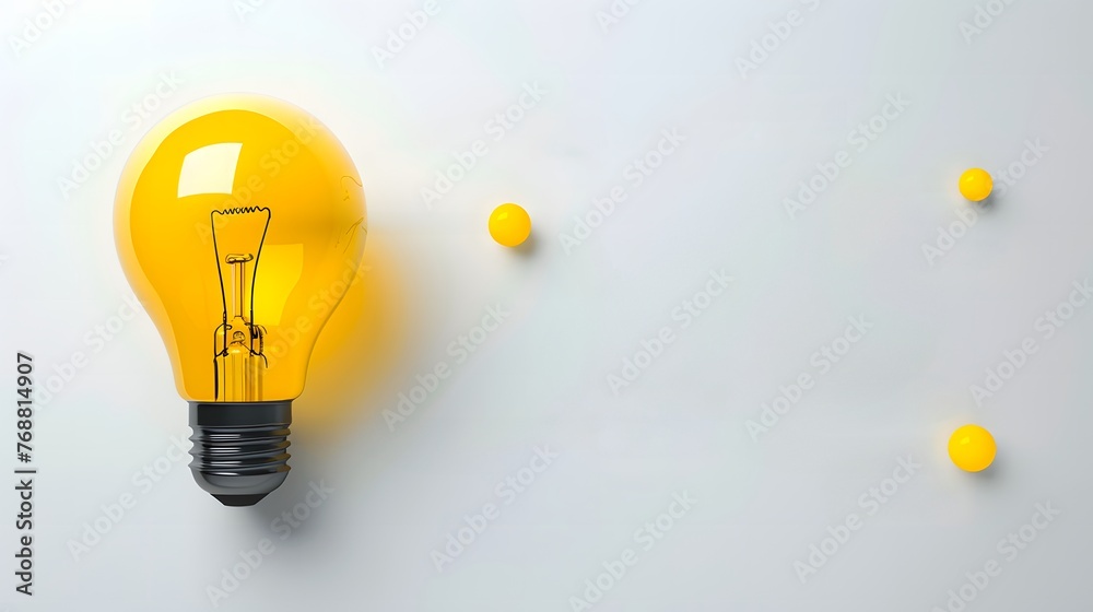 A light bulb is drawn on a white background with a yellow light bulb ...
