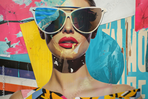 Portrait of a beautiful young woman in stylish sunglasses. Beauty and fashion concept. Retro style.