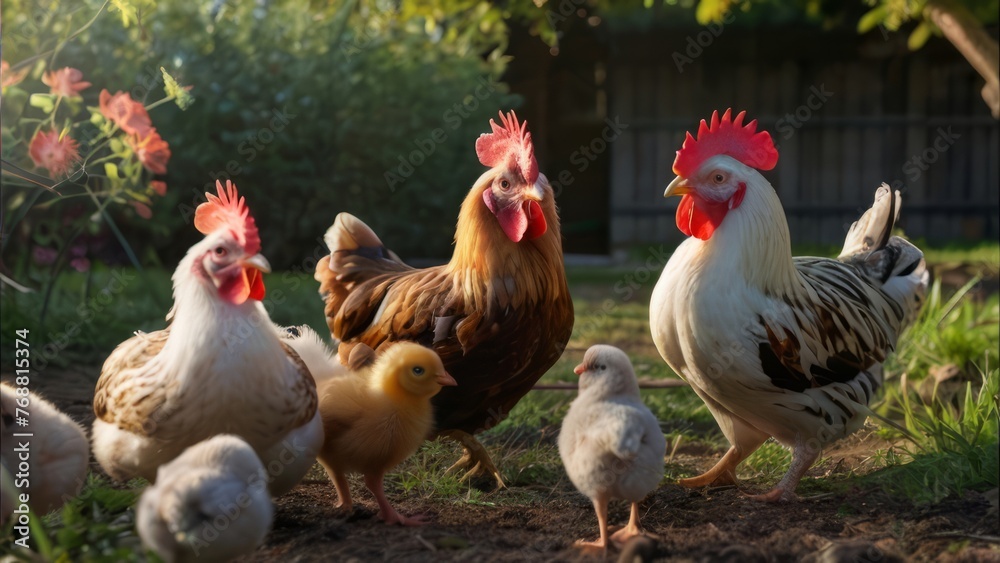 Fototapeta premium Poules et poussins