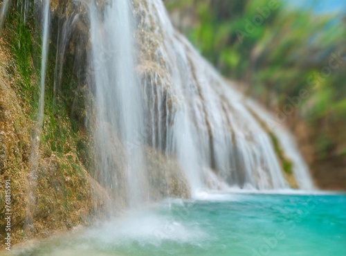 Quite waterfall on Philippine island cebu near badian. Tourism Travel Background Wallpaper.