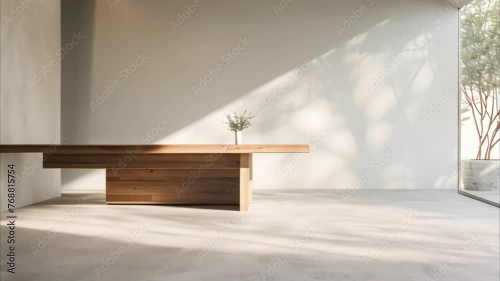 video Minimalist office space with wooden desk video Minimalist office space with wooden desk