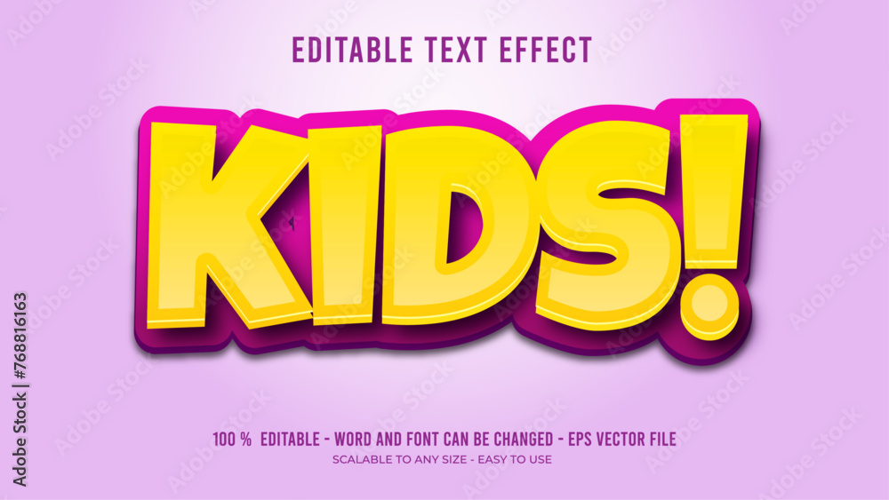 kids editable text effect