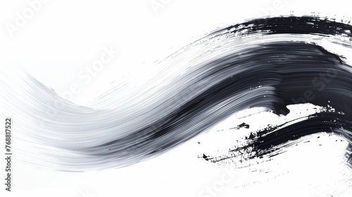 Abstract black painting, black textured stroke on white background, Black brush strokes on a white background, Black grunge brush stroke, AI generated photo