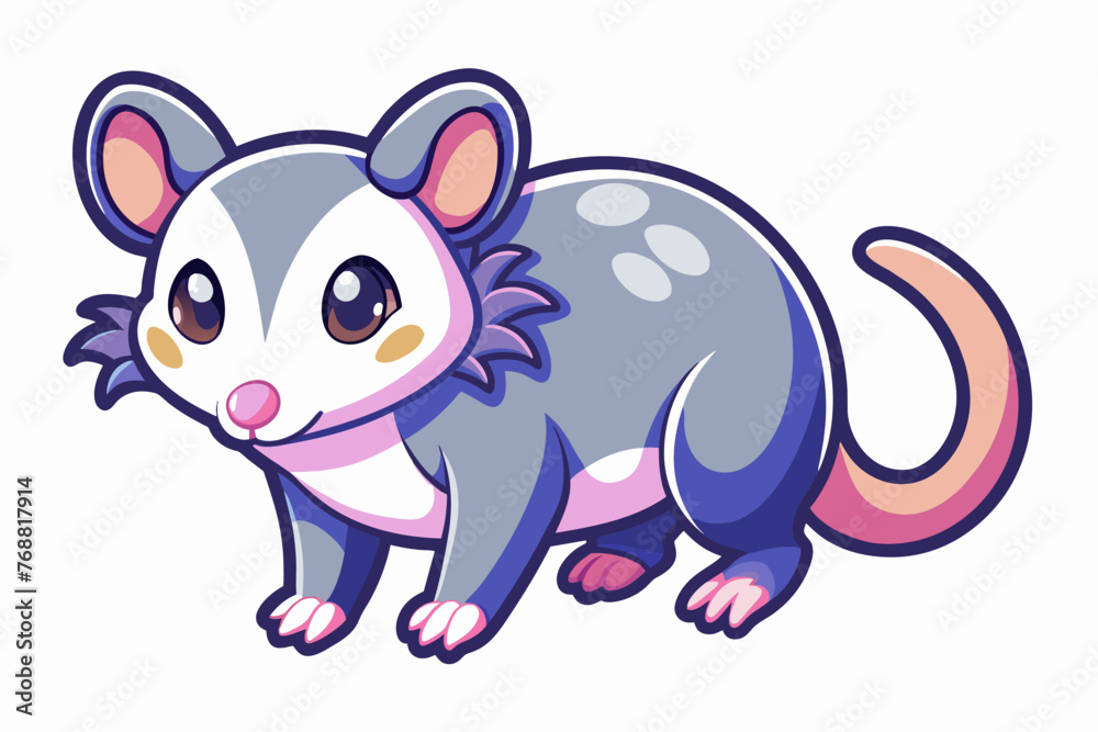 Fototapeta premium a single sticker white background possum cute