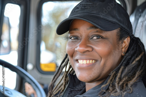 Black, female truck driver