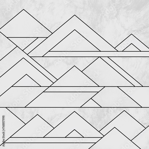 White Marble Abstract Geometric Line Art