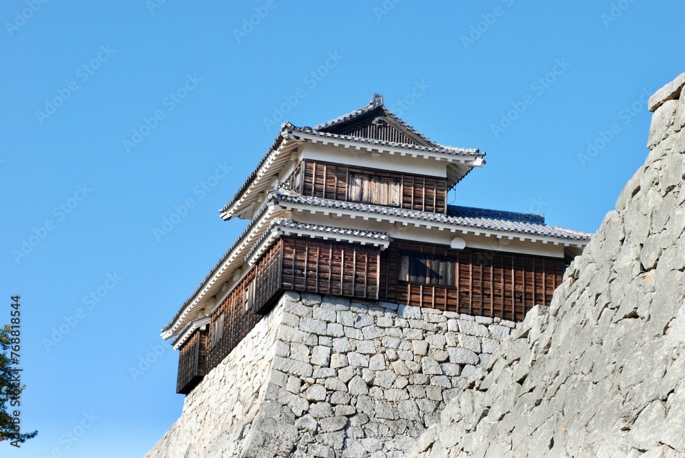 Awe-inspiring view of Matsuyama Castle in Matsuyama, Japan. Awe-inspiring view of Matsuyama Castle in Matsuyama, Japan.