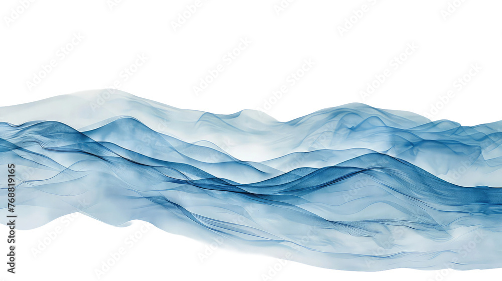 Soft Blue Waves on Transparent Background PNG - obrazy, fototapety, plakaty 