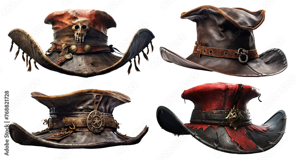 Fototapeta premium Set of pirate hats cut out