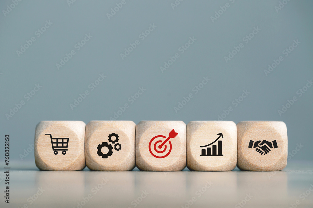 wood cube block with AI for analyzing customer marketing data to create sales growth wood cube block with AI for analyzing customer marketing data to create sales growth