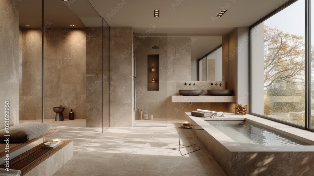Zen Bathroom Retreat with Sunlit Ambiance and Lush Greenery Zen Bathroom Retreat with Sunlit Ambiance and Lush Greenery