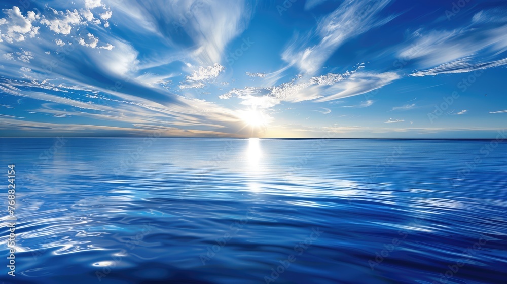 Fototapeta premium Expansive sunrise over calm ocean