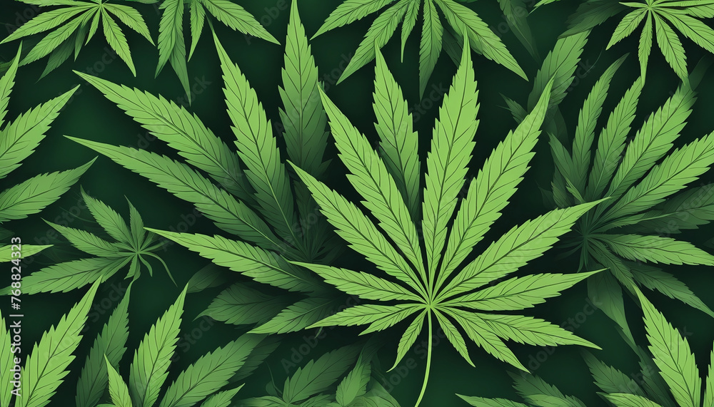 Abstract Green 420 Cannabis Leaf Design.