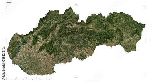 Photography Slovakia shape isolated on white. Low-res satellite map