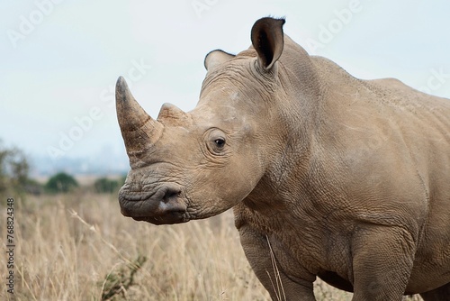 Majestic white rhinoceros in Nairobi National Park. Kenya.