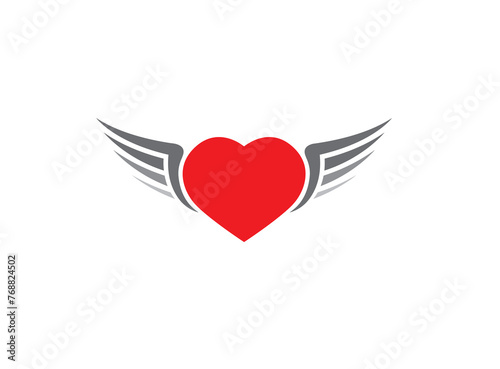 Heart with wings icon. Winged heart sign isolated on white background. Vector illustration