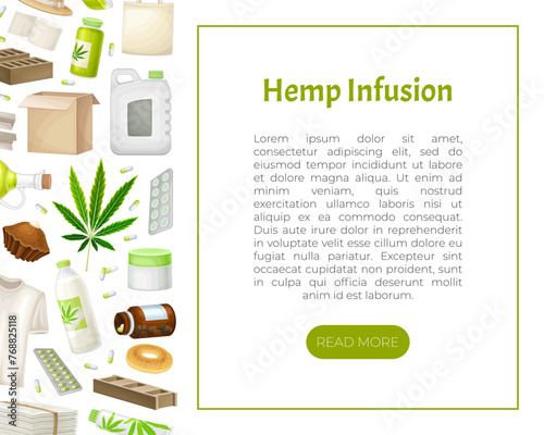 Hemp Production and Object Banner Design Vector Template photo