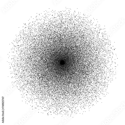 round textured shape. Monochrome noise halftone texture. Vector illustration.
