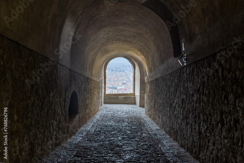 Vault-shaped tunnel in Castel Sant Elmo, overlooking Naples, Italy. photo
