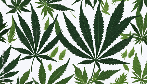 Cannabis Plant Leaf Illustration On White Background.