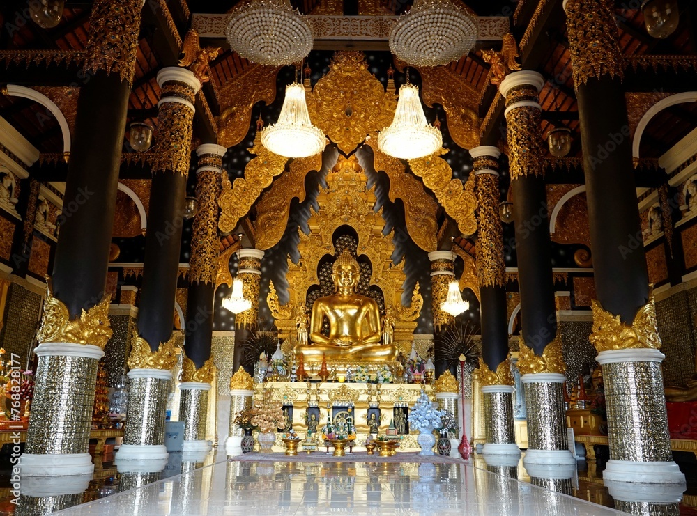 Interior of the Wat Doi Phra Chan at the Buddhist temple in Thailand
