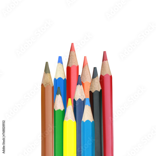 Multi-color of Wooden Crayons pencils with transparent image of PNG format extension.