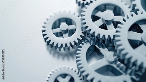 A close-up of interconnected gears symbolizing teamwork and precision